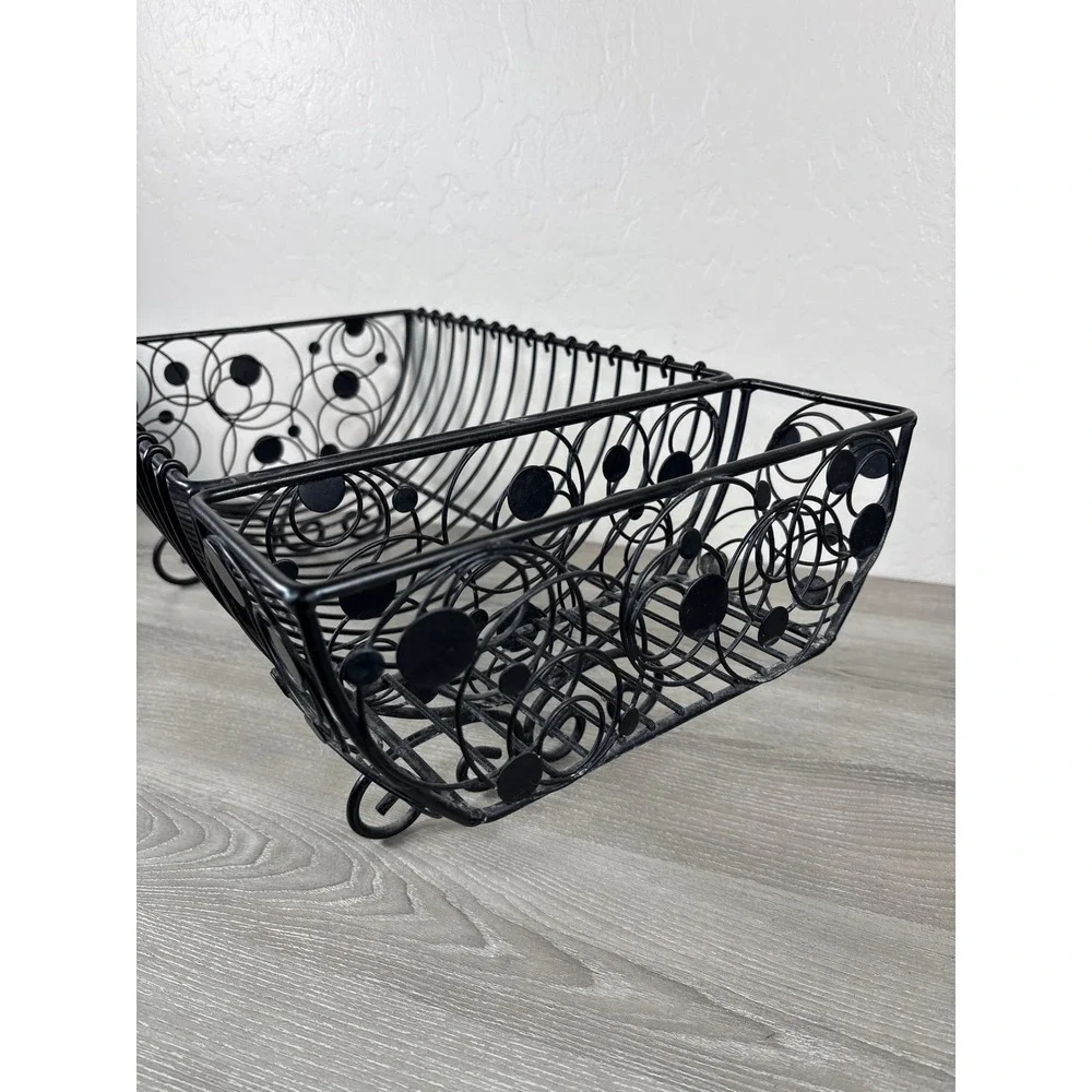 Vintage Black Wire Dish Rack -French Country Kitchen Draining Board Wrought Iron